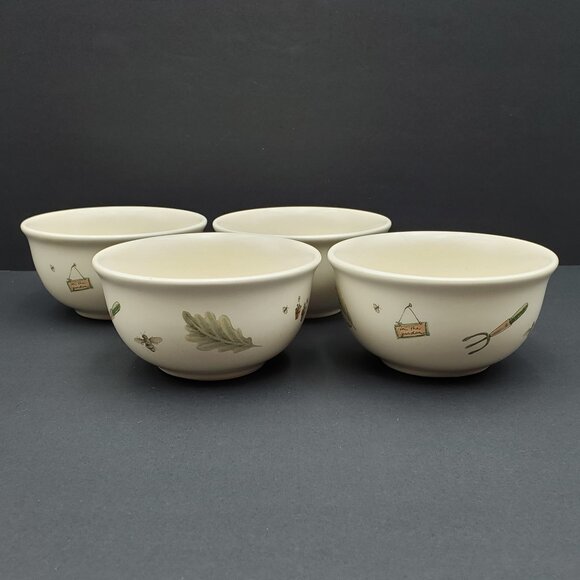 Pfaltzgraff Naturewood Dessert Bowls Gardening Tools Herbs Fruit Berry Bowls - Picture 1 of 11